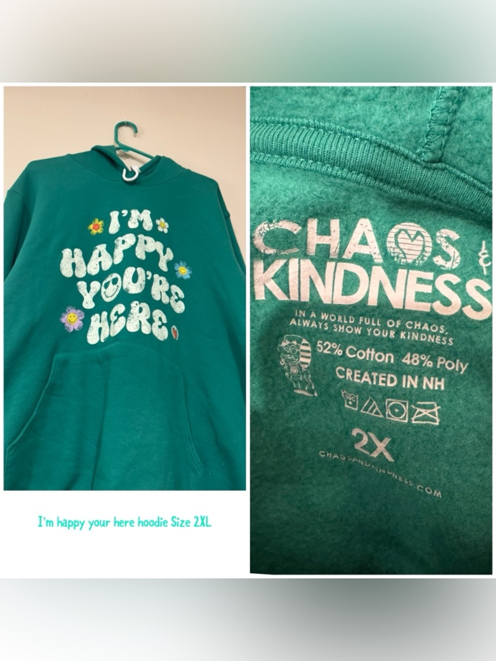 Teal Hoodie - "I'm Happy You're Here" Graphic